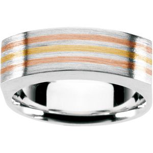 Gents Fashion Ring Sterling Silver and 18kt yellow / 18kt red Insert