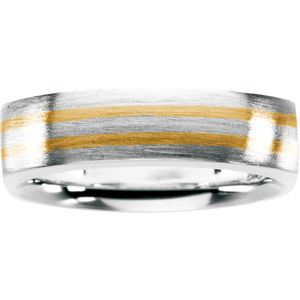 Gents Two Tone Sterling Silver and 18kt yellow Insert Fashion Ring