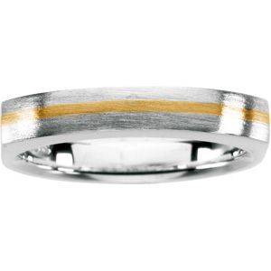 Gents Two Tone Sterling Silver and 18kt yellow Insert Fashion Ring