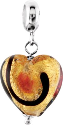 Kera™ Gold & Ruby Murano Glass Heart Dangle
