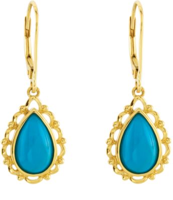 Genuine Chinese Turquoise Lever Back Earrings