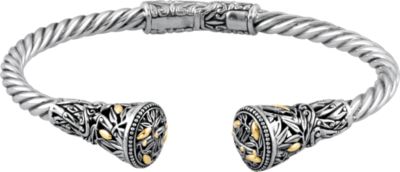 Sterling Silver Hinged Bracelet with 18KY Accents 