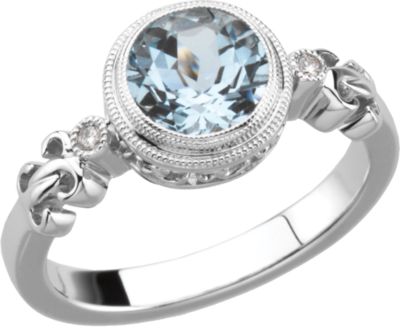 Genuine Aquamarine & Diamond Ring