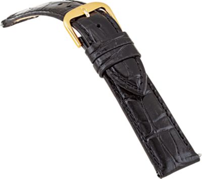 18mm Ladies Regular Alligator Grain Padded Black Watch Strap