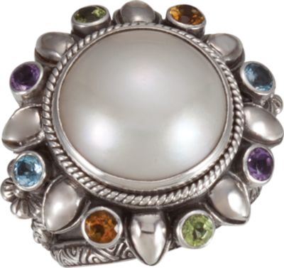 Mabé Cultured Pearl & Multi Gemstone Ring