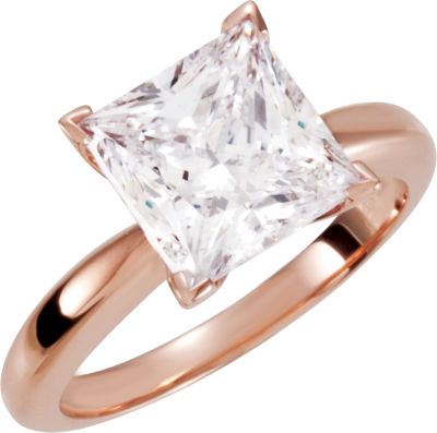 4-Prong Solitaire Mounting for Princess-Cut Gemstone