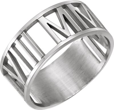 Pierced Roman Numeral Date Ring 