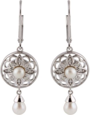Freshwater Cultured Pearl & .08 ct tw Diamond Earrings
