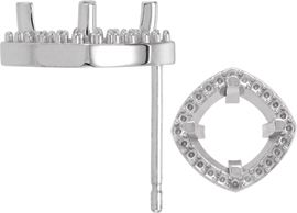 Round Halo Earring with Cushion Frame