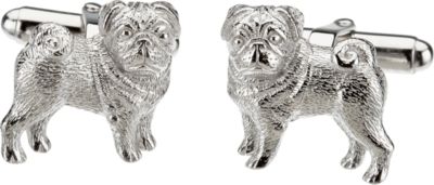 Sterling Silver / Rhodium Plated Heart U Back&trade; Pug Cuff Links