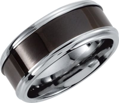 Stainless Steel Ridged Band with Black PVD