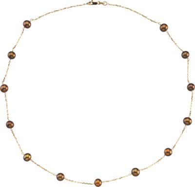 Freshwater Dyed Chocolate Cultured Pearl Station Necklace & Bracelet