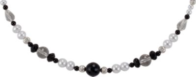 Onyx, Crystal & Freshwater Pearl Necklace