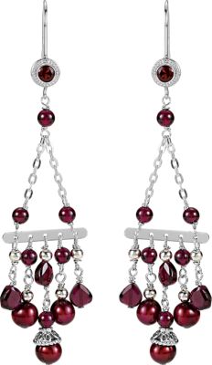 Freshwater Cultured Pearl & Rhodolite Garnet Chandelier Earrings