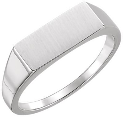 14kt White Men's Rectangle Signet Ring