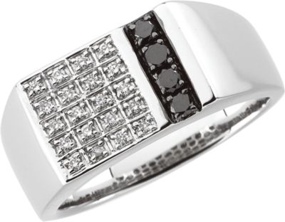 1/3 ct tw Gent's Black & White Diamond Ring