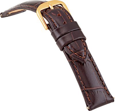 16mm Ladies Short Alligator Grain Padded Brown Watch Strap