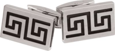 Stainless Steel Cuff Links with Black Ion Plate Inserts