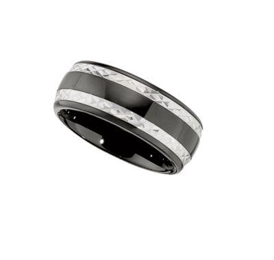 Ceramic Couture&trade; Domed Band with Sterling Silver Inlay