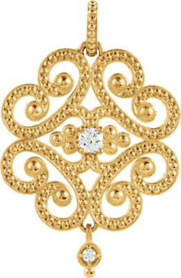 Granulated Design Dangle Pendant or Necklace 