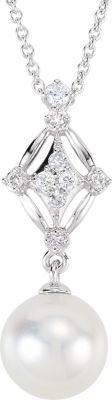 Freshwater Cultured Pearl and Diamond Necklace