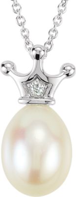 Pearl and Diamond Crown Necklace
