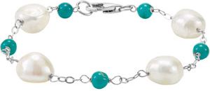 Freshwater Cultured Pearl & Genuine Turquoise Bracelet
