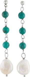 Freshwater Cultured Pearl & Turquoise Earrings