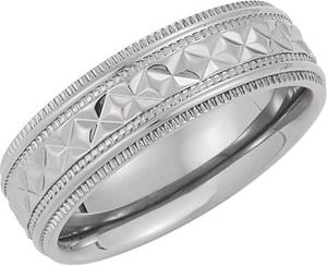 Titanium Diamond Cut Band with Milgrain