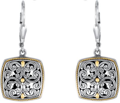 Sterling Silver Lever Back Earrings with 18KY Accents