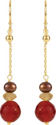 Freshwater Dyed Chocolate Cultured Pearl & Multi-Gemstone Earrings