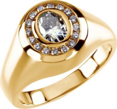 Created Moissanite and Diamond Gents Ring