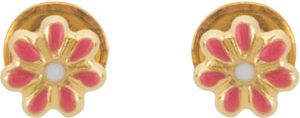 Youth Flower Earrings with Safety Backs & Gift Box