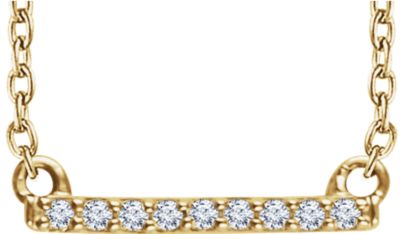 14kt Yellow .07 CTW Petite Diamond Bar 16-18" Necklace