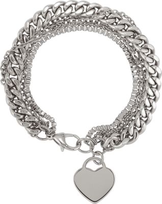 Stainless Steel Multiple Chain with Heart Bracelet 