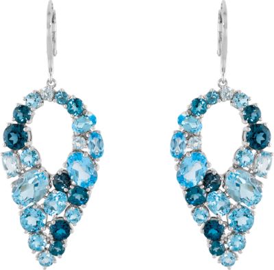 Genuine Sky Blue Topaz, Swiss Blue Topaz & London Blue Topaz Lever Back Earrings