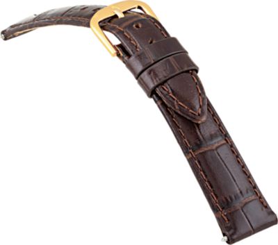16mm Ladies Regular Alligator Grain Padded Brown Watch Strap