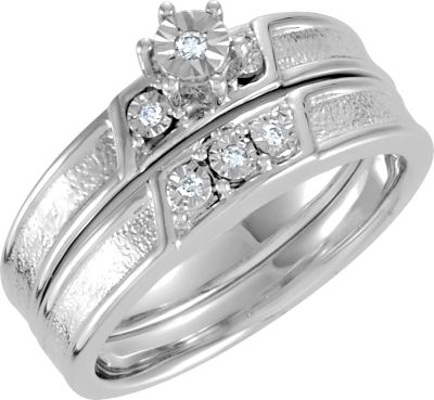 Diamond Illusion Engagement Ring or Matching Band