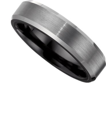 6.2mm Black Ceramic Couture&trade; Beveled Band with Dura Tungsten&reg; Overlay 