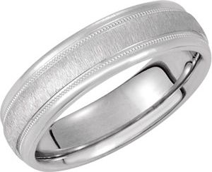 6 mm Comfort-Fit Milgrain Band w/Florentine Finish