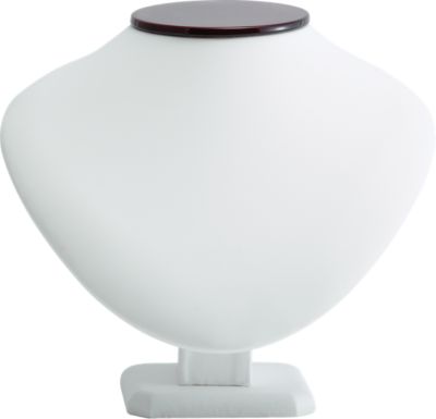 White Leatherette Medium Neckform with Cherrywood Trim