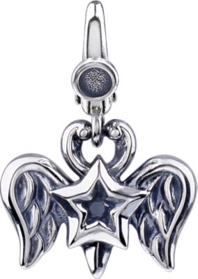 Black CZ Double Wing & Star Charm