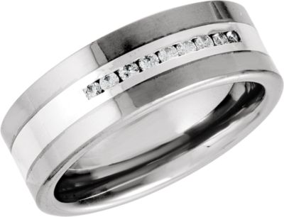 Dura Tungsten&reg; & Sterling Silver Diamond Band