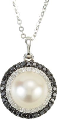 Pearl and Diamond Halo Necklace