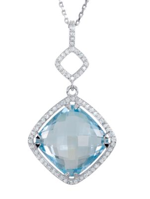 Halo-Styled Antique Square Shape Dangle Pendant or Necklace