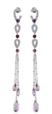 Genuine Multiple Gemstone & Cubic Zirconia Dangle Earrings