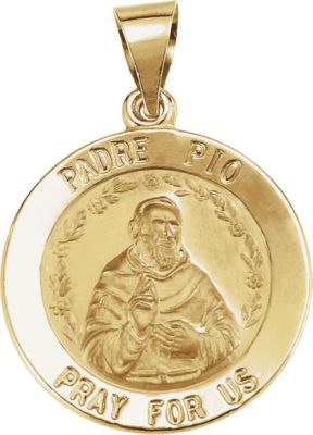 Hollow Round St. Padre Pio Medal
