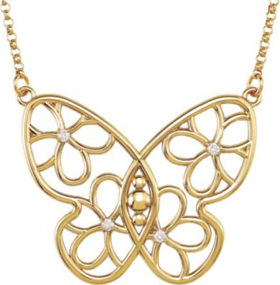 Butterfly & Floral Design Necklace or Necklace Center