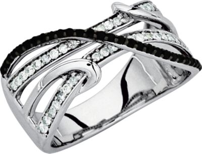 Genuine Black Spinel & Diamond Ring