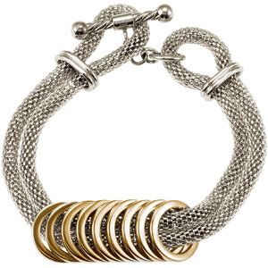 Amalfi&trade; Stainless Steel Mesh Bracelet with Gold Immersion Plated Circles